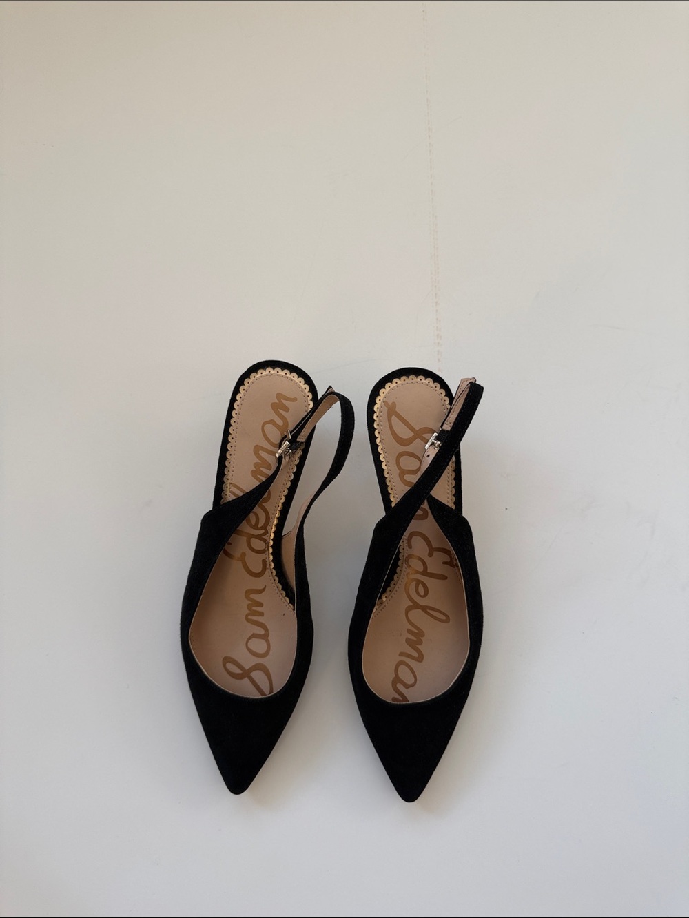 Sam Edelman Black Pointed Slingback Mules - Suede